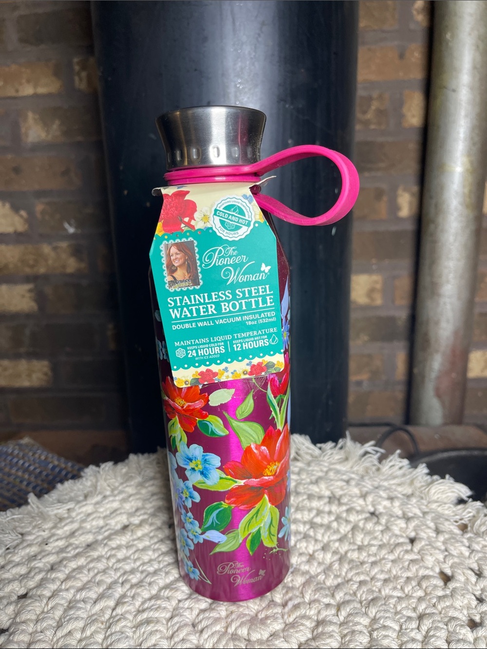The Pioneer Woman Floral Stainless Steel Water Bottle - 18oz Pink & Green Floral